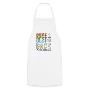 Meilleur papa du monde depuis 1974 anniversaire de la fête des pères - Tablier de cuisine - blanc - Devant - AI Model Male 185 dark (185cm)