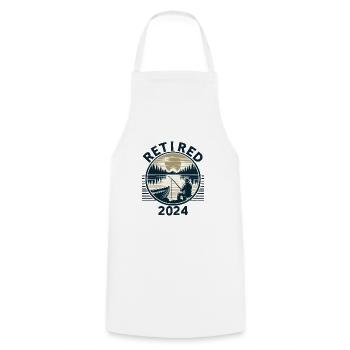 Gone Fishing Not Working Retired 2024 - Cooking Apron - white - Front - AI Model Male 185 dark (185cm)
