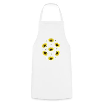 Sonnenblumen - Kochschürze - Weiß - Vorne - AI Model Male 185 dark (185cm)