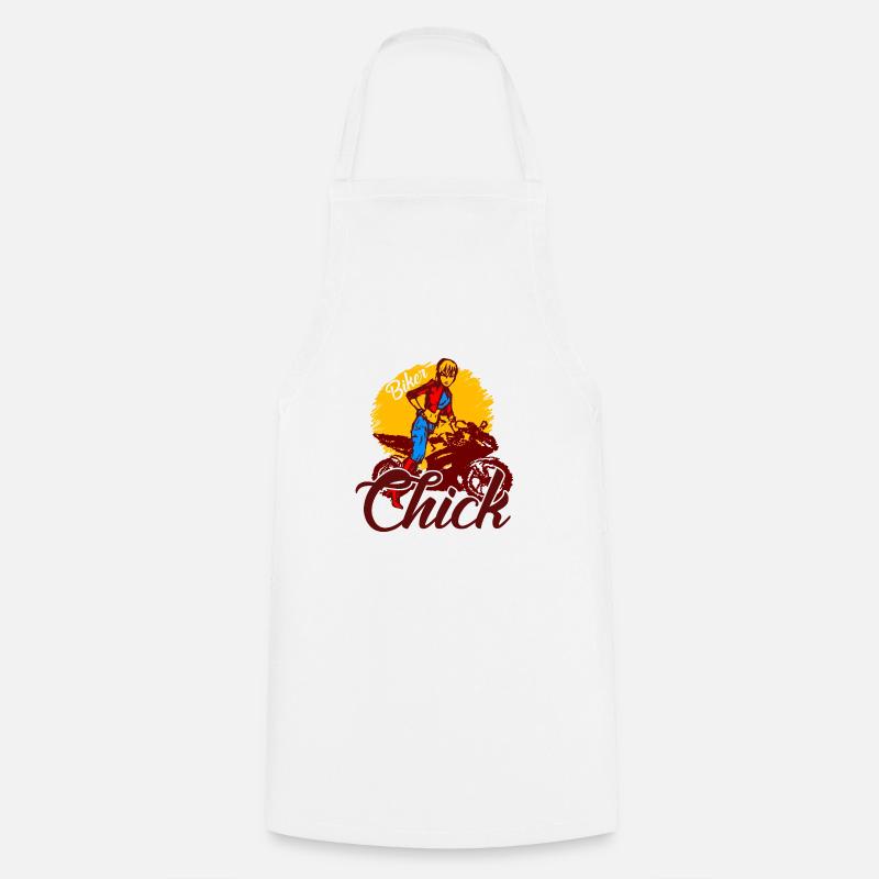 Anime Biker Biker Motorcycle Motorcyclist Chick - Cooking Apron - white