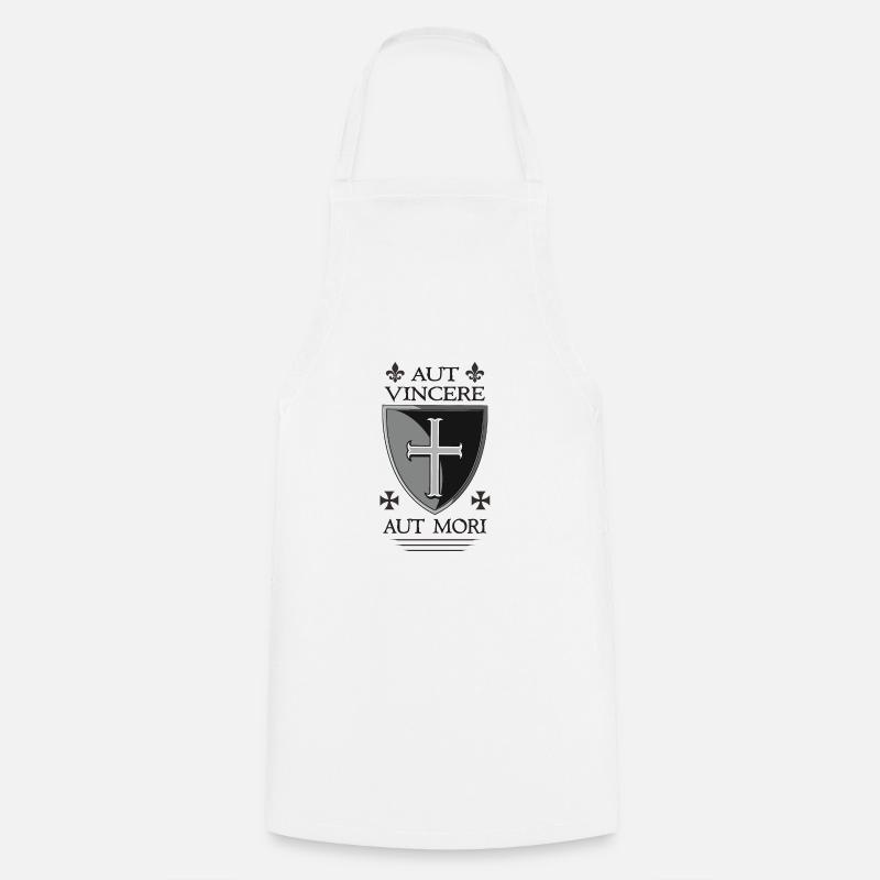 Templar cross Shield - Cooking Apron - white