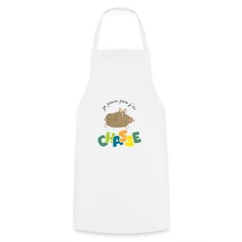 je peux pas j ai chasse bébé enfant chasseur - Tablier de cuisine - blanc - Devant - AI Model Male 185 dark (185cm)