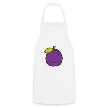 Cute plum Smile Kawaii - Cooking Apron - white - Front - AI Model Male 185 dark (185cm)