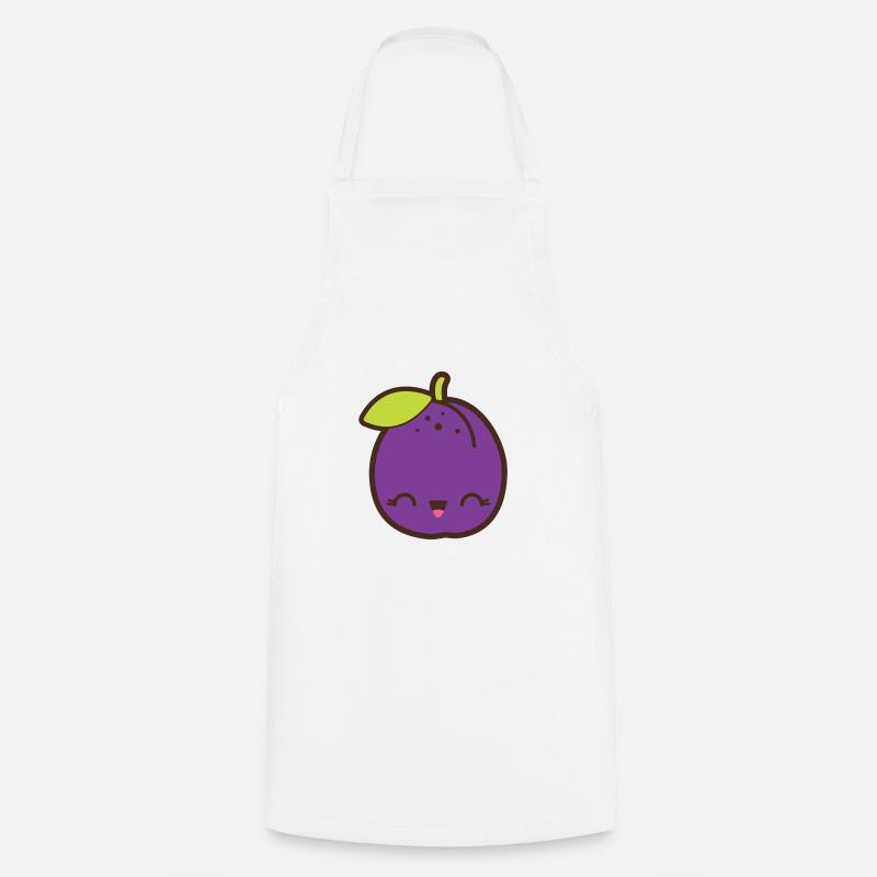 Prune mignonne Smile Kawaii - Tablier de cuisine - blanc