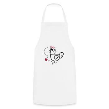 Papa Poule - Fête des Pères - Tablier de cuisine - blanc - Devant - AI Model Male 185 dark (185cm)