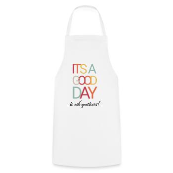 It's a Good Day To Ask Questions - Teacher - Cooking Apron - white - Front - AI Model Male 185 dark (185cm)