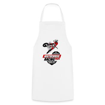 Moto Cross - Motocross - Supercross - Cooking Apron - white - Front - AI Model Male 185 dark (185cm)