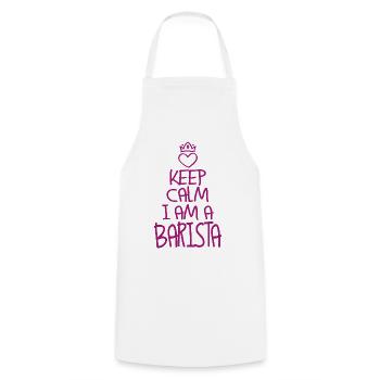 Keep Calm Barista cool Barista Cadeau - Tablier de cuisine - blanc - Devant - AI Model Male 185 dark (185cm)