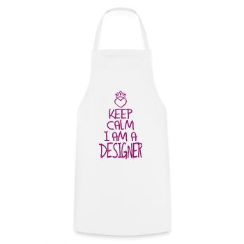 Keep Calm Designer cool designer gift - Cooking Apron - white - Front - AI Model Male 185 dark (185cm)