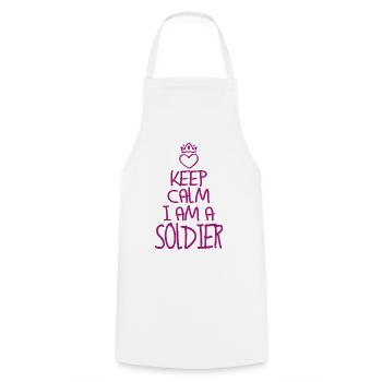 Keep Calm Soldat cool Soldat Geschenk - Kochschürze - Weiß - Vorne - AI Model Male 185 dark (185cm)