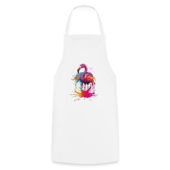 Flamingo - Kochschürze - Weiß - Vorne - AI Model Male 185 dark (185cm)