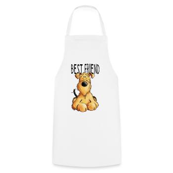 Drôle Airedale Terrier - Chien - Cadeau - Tablier de cuisine - blanc - Devant - AI Model Male 185 dark (185cm)