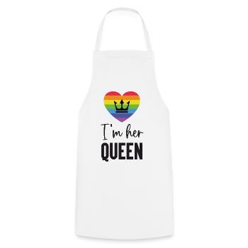 Mois de la fierté LGBT - Je suis sa reine - Tablier de cuisine - blanc - Devant - AI Model Male 185 dark (185cm)