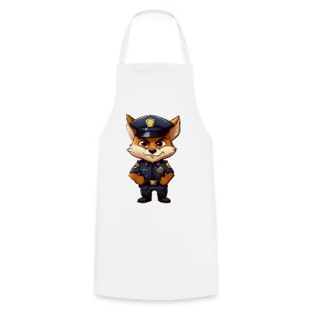 Renard policier - Tablier de cuisine - blanc - Devant - AI Model Male 185 dark (185cm)