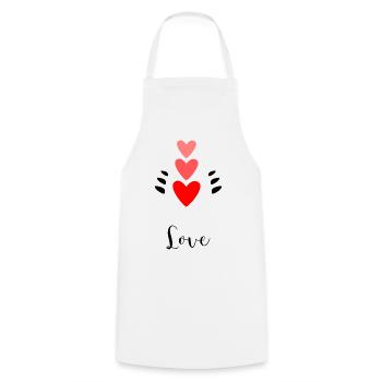 VALENTINE'S DAY. Bachelorette party. I LOVE YOU. I LOVE YOU. LOVE - Cooking Apron - white - Front - AI Model Male 185 dark (185cm)