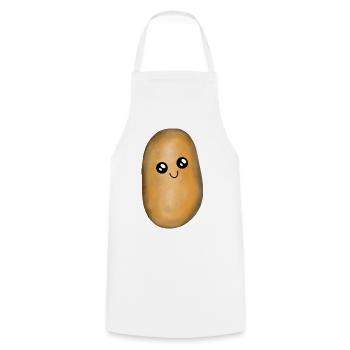 Kawai potato potatoes - Cooking Apron - white - Front - AI Model Male 185 dark (185cm)