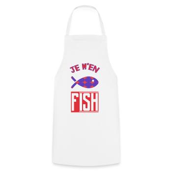 JE M'EN FISH. POISSON - Tablier de cuisine - blanc - Devant - AI Model Male 185 dark (185cm)