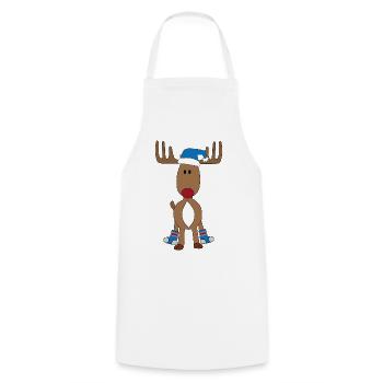 Drôle d’orignal pour Noël - Tablier de cuisine - blanc - Devant - AI Model Male 185 dark (185cm)