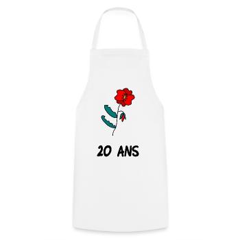 20. 20e ANNIVERSAIRE. ANNIVERSAIRE 20 ANS. 20 ANS. - Tablier de cuisine - blanc - Devant - AI Model Male 185 dark (185cm)