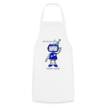 Verspielter Roboter mit Partyhut - Kochschürze - Weiß - Vorne - AI Model Male 185 dark (185cm)