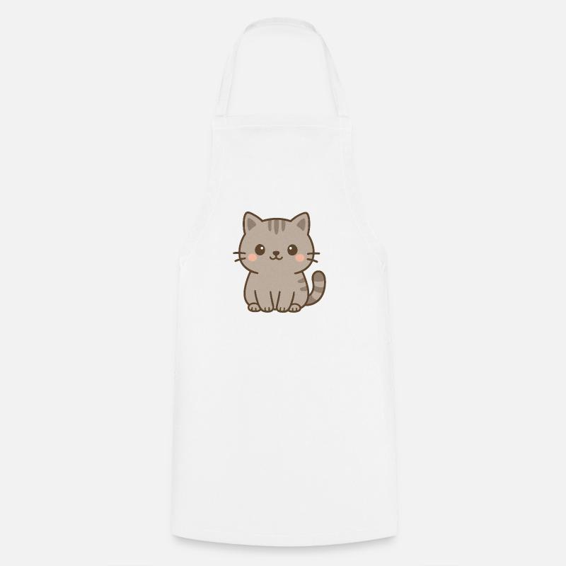 Cute gray kitten - Cooking Apron - white