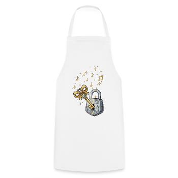 Golden Key and Music Fairy Tale - Cooking Apron - white - Front - AI Model Male 185 dark (185cm)