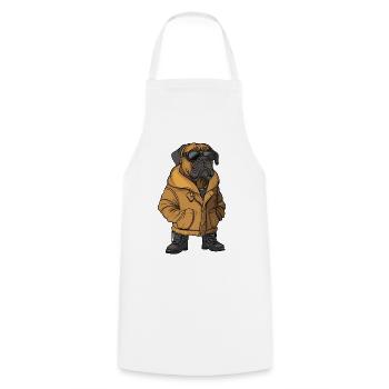 Bulldog Chien Cool Hiver - Tablier de cuisine - blanc - Devant - AI Model Male 185 dark (185cm)