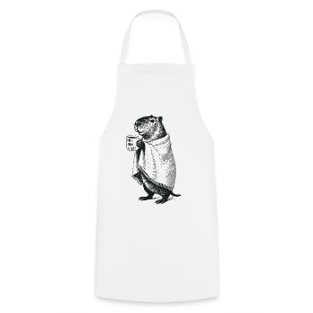 Don't Worry Be Cappy - Fall Winter Capybara - Cooking Apron - white - Front - AI Model Male 185 dark (185cm)