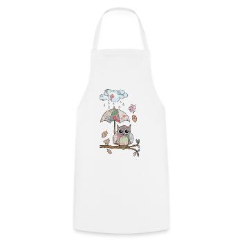 Eule_im_Regen - Tablier de cuisine - blanc - Devant - AI Model Male 185 dark (185cm)