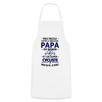 Heart + Cycling – Super Dad Cyclist - Cooking Apron - white - Front - AI Model Male 185 dark (185cm)
