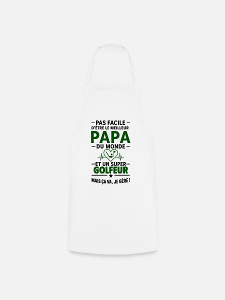 Cœur + Golf – Super Papa Golfeur - Tablier de cuisine - blanc
