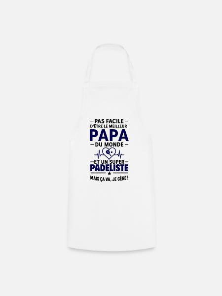 Cœur + Padel – Super Papa Joueur de Padel - Tablier de cuisine - blanc