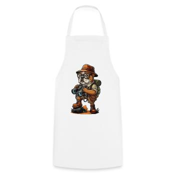 Funny Bulldog Explorer Hiking Camping Adventure - Cooking Apron - white - Front - AI Model Male 185 dark (185cm)