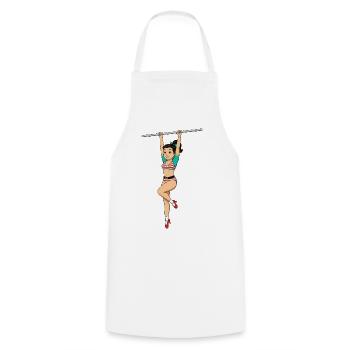 Girl on horizontal bar - Cooking Apron - white - Front - AI Model Male 185 dark (185cm)