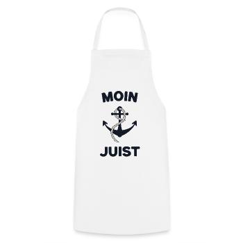 Moin Juist – Maritimes Anker-Design - Kochschürze - Weiß - Vorne - AI Model Male 185 dark (185cm)