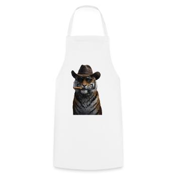 Cowboy-Tiger mit Zigarre - Kochschürze - Weiß - Vorne - AI Model Male 185 dark (185cm)