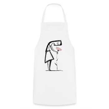 Minimalist line woman with flower - Cooking Apron - white - Front - AI Model Male 185 dark (185cm)
