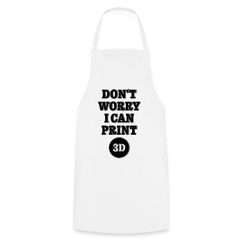 Dont worry I can print 3D - Maker Design - Kochschürze - Weiß - Vorne - AI Model Male 185 dark (185cm)