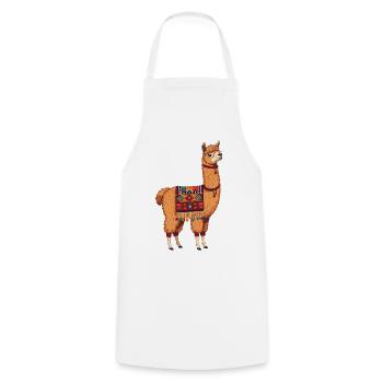 No drama, just llama - Cooking Apron - white - Front - AI Model Male 185 dark (185cm)
