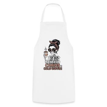Chaos and Coffee: Skeleton Style - Cooking Apron - white - Front - AI Model Male 185 dark (185cm)