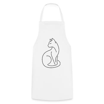 Silhouette de chat matou-chat aux lignes noires - Tablier de cuisine - blanc - Devant - AI Model Male 185 dark (185cm)