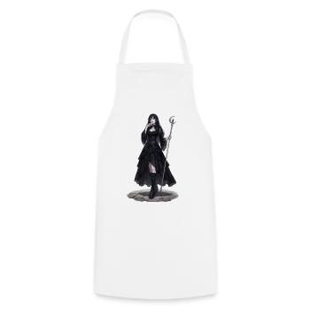 Gothic Hexenkönigin mit Stab - Kochschürze - Weiß - Vorne - AI Model Male 185 dark (185cm)