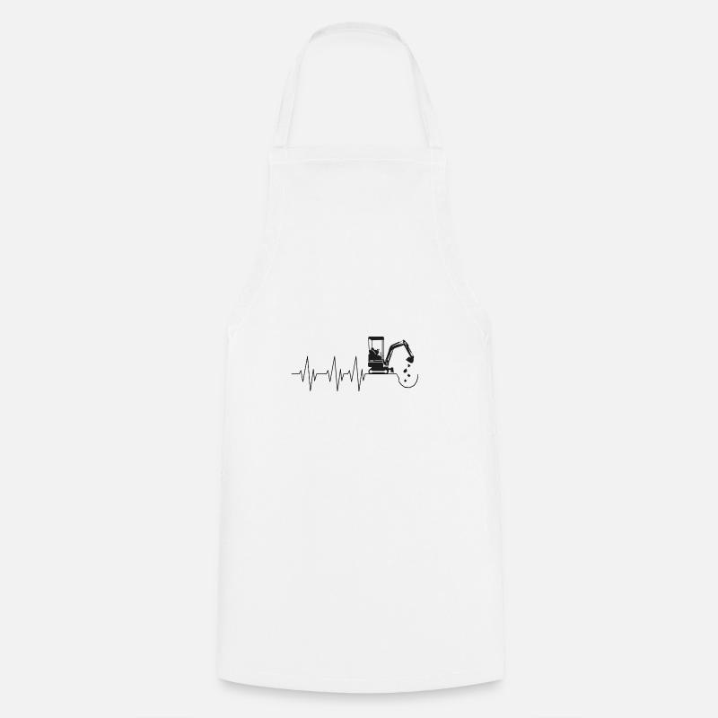 excavator Bagger Baggerfreund Baggerfahrer Puls - Cooking Apron - white