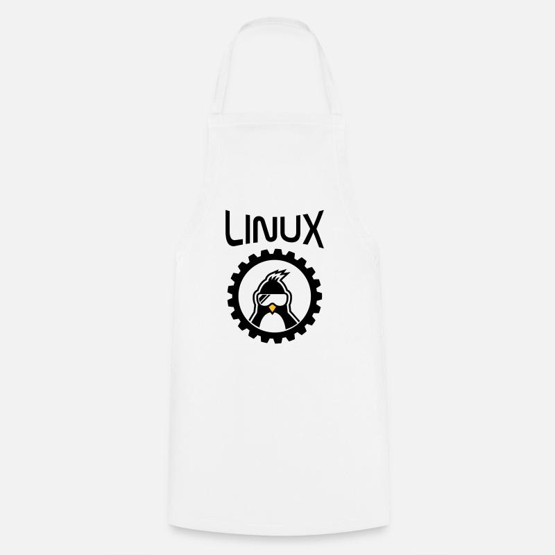 linux wheel - Cooking Apron - white