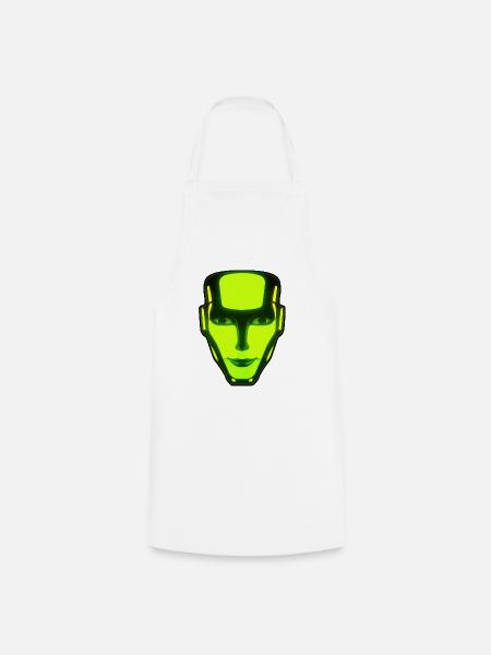 Neon Robot Face - Kochschürze - Weiß