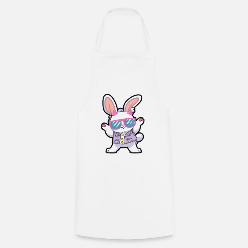 Easter Bunny - Lapin dansant avec des lunettes de soleil rétro - Tablier de cuisine - blanc