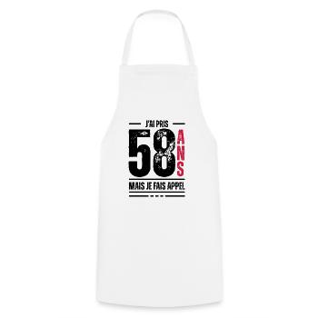 58 ans / t-shirt 58 ans / idée cadeau 58 ans - Tablier de cuisine - blanc - Devant - AI Model Male 185 dark (185cm)