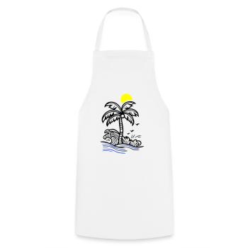 Palm Tree Holidays Plage Été - Tablier de cuisine - blanc - Devant - AI Model Male 185 dark (185cm)
