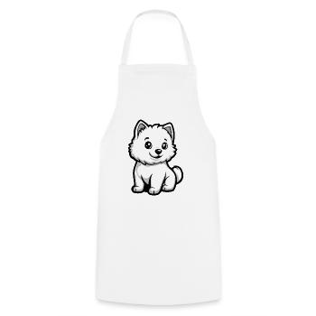 Samoyède chien bande dessinée mignon - Tablier de cuisine - blanc - Devant - AI Model Male 185 dark (185cm)