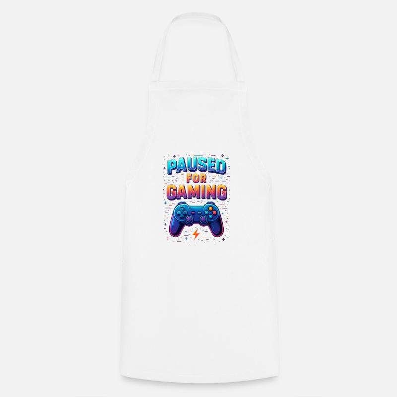 Gaming Vector Pixel Art – Paused for Gaming - Tablier de cuisine - blanc